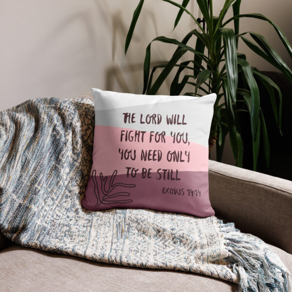 The Lord will fight Pillow Cover in Pink/Grey - Image 2