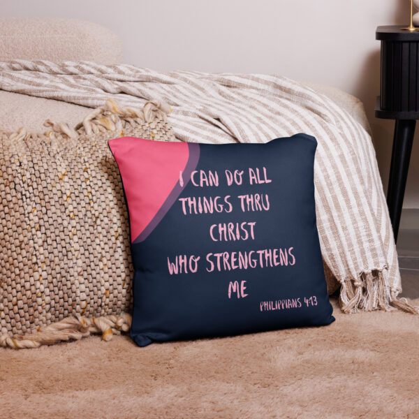 I can do all things Throw Pillow cover in Navy