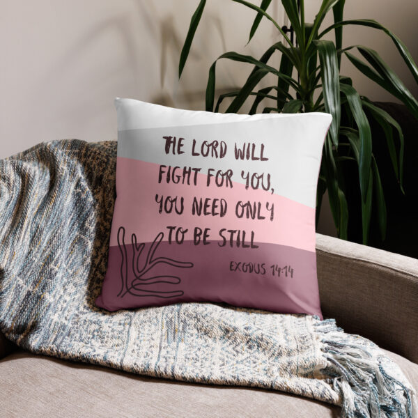 The Lord will fight Pillow Cover in Pink/Grey