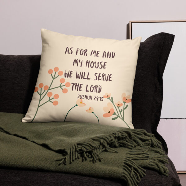 As for me and my house Throw Pillow Cover in Beige - Image 2