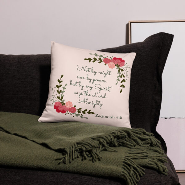 Not by might Throw Pillow Cover in Pale pink - Image 2