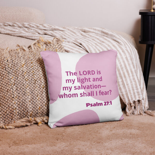 The Lord is my light Throw Pillow Cover in White/Pink - Image 2