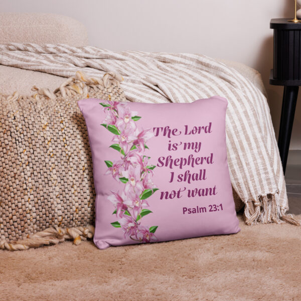 The Lord is my Shepherd Throw Pillow cover in Pink