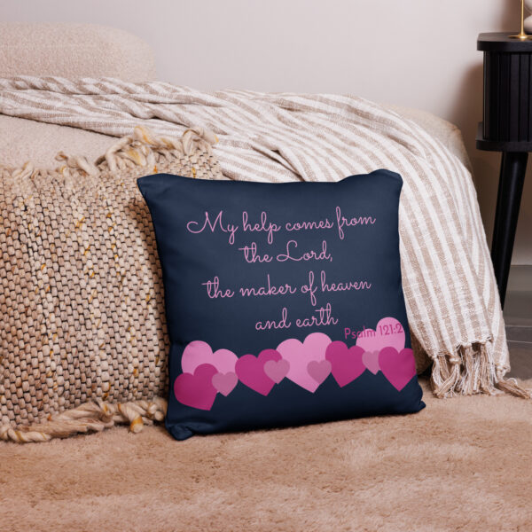 My help comes from the Lord Throw Pillow cover in Navy - Image 2