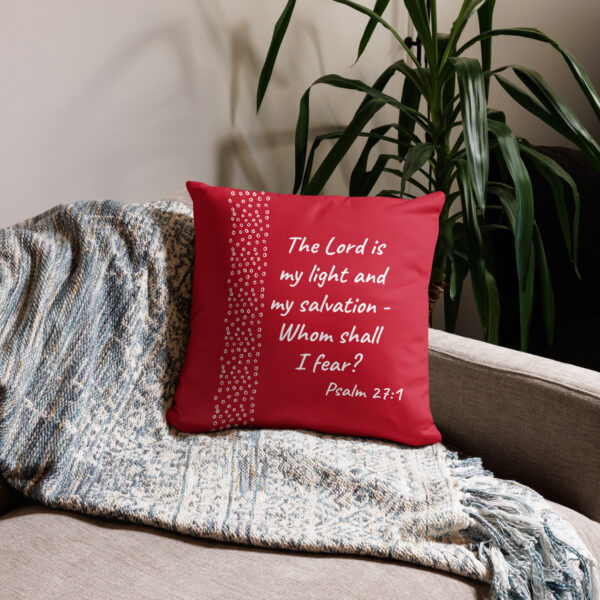 The Lord is my light throw pillow cover in Red - Image 2