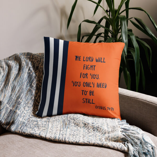 The Lord will fight Throw Pillow cover in Navy/Orange