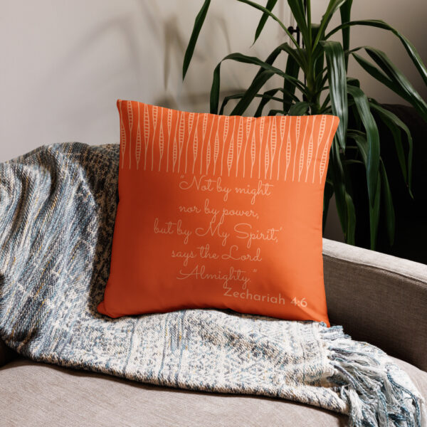 Not by might throw pillow cover in Orange