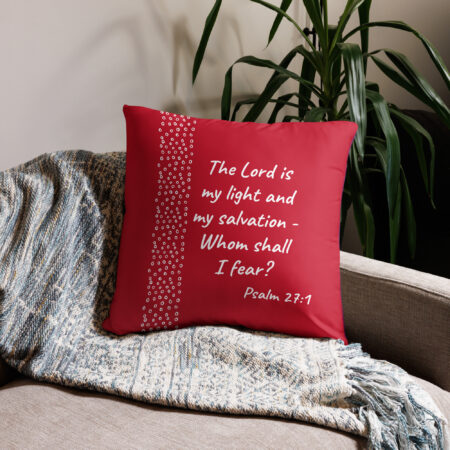 The Lord is my light throw pillow cover in Red