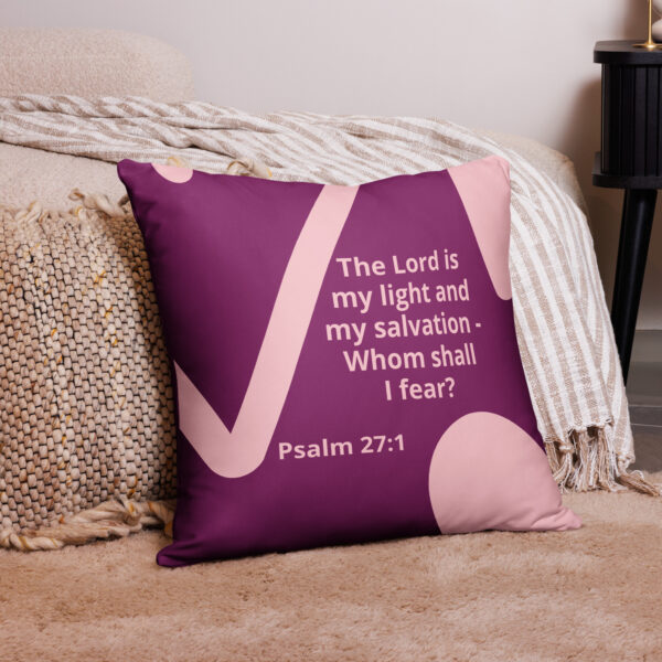 The Lord is my light throw pillow cover in Pink